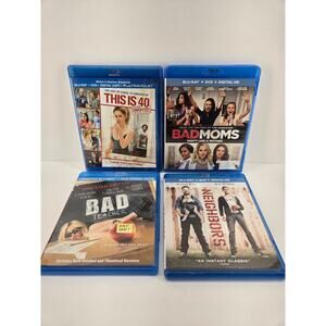 4 Blu-Ray Comedy Bundle Bad Moms | Neighbors | This is 40 | Bad Teacher | Lot